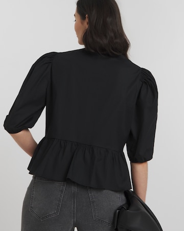 Tie Front Puff Sleeve Smock Top