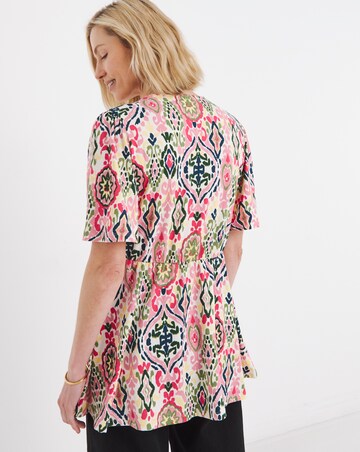 Aztec Print Angel Sleeve Longline Top