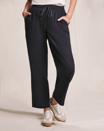 Julipa Navy Tapered Linen Mix Trousers
