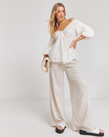 Simply Be Ivory Embroidered Cornelli V Neck Smock Top
