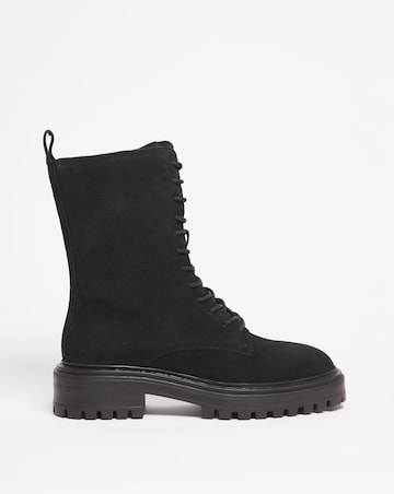 Suede Lace Up Boot - Wide Fit (E)