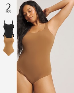 MAGISCULPT Light Control (2 Pack) Smoothing Vest Bodysuits Black/Coffee