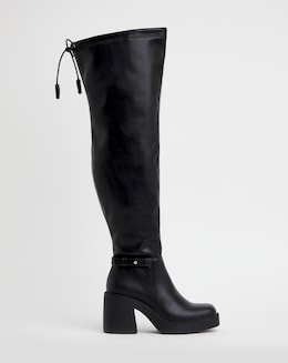 Ace Over Knee Platform Stretch Boots - Extra Wide Fit (EEE) Standard/Curvy Calf