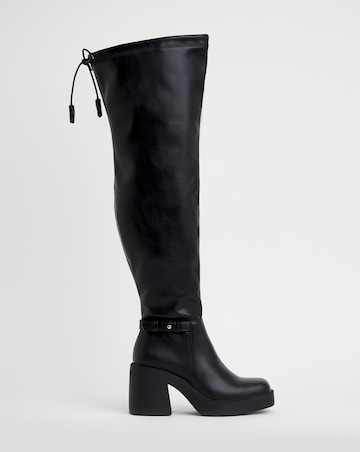 Ace Over Knee Platform Stretch Boots - Extra Wide Fit (EEE) Standard/Curvy Calf