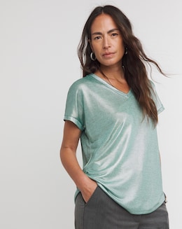 Mint V Neck Foil T-Shirt