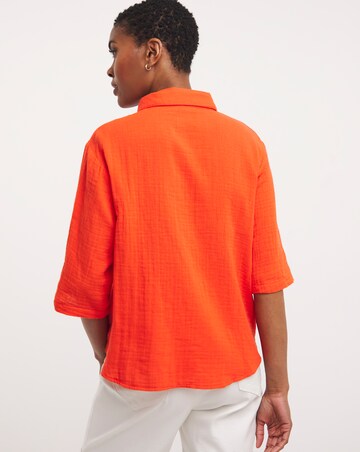 Tomato Cheesecloth Tie Front Shirt