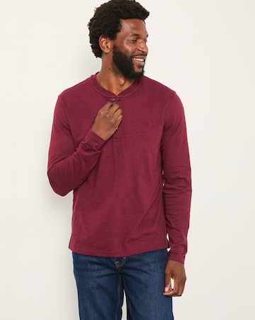 FatFace Woodside Long Sleeve Henley (Regular & Tall) - Burgundy