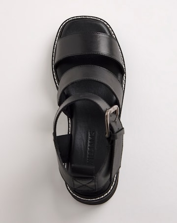 Lyla Leather Chunky Buckle Sandals - Wide Fit (E)