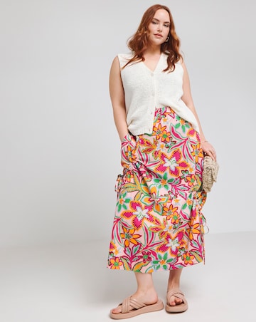 Native Youth Botanical Elasticated Waist Midaxi Skirt
