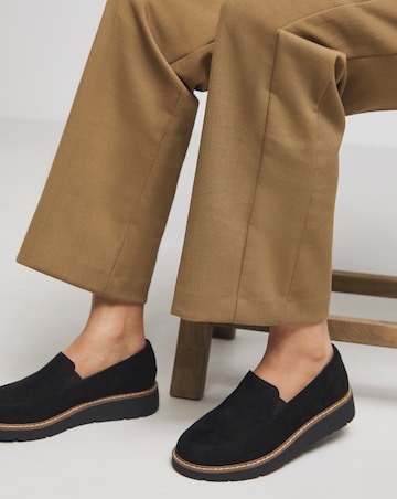 Heavenly Soles Rylee Low Wedge Slipper Cut Plain Loafer - Wide Fit (E)