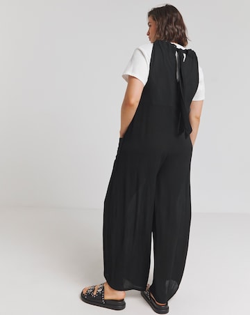 Simply Be Black Crinkle Wide Leg Jumpsuit With Pockets