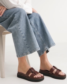 Rosalind Leather Twin Strap Mule - Wide Fit (E)