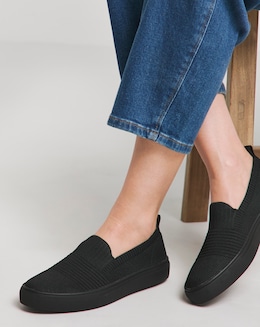 Felicity Stretch Textile Slip On Trainers - Wide Fit (E)