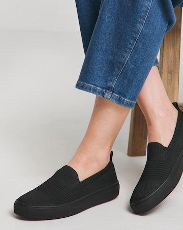 Felicity Stretch Textile Slip On Trainers - Wide Fit (E)