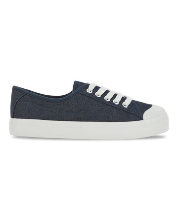 Heavenly Soles Canvas Lace Up Shoes - Wide Fit (E)