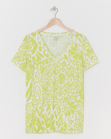 Lime Print Short Sleeve Bubble Hem Top