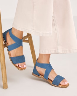 Jade Stretch Cross Flat Sandals Wide E Fit Simply Comfort