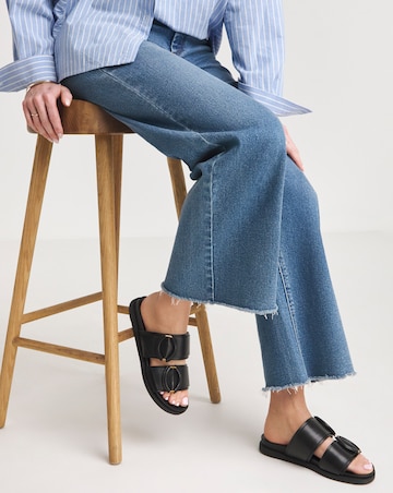 Anthology Gardenia Leather Double Buckle Mule Sandal Extra Wide EEE Fit