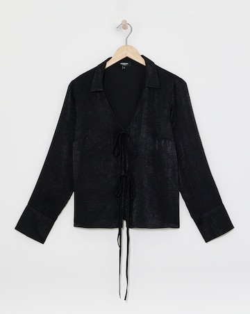 Simply Be Satin Tie Front Long Sleeve Shirt