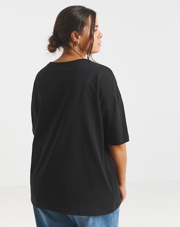 Simply Be Black Broderie Pocket T-Shirt