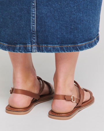 Mona Leather Hardware Gladiator Sandal - Wide Fit (E)