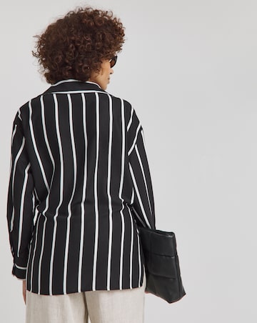 Mono Striped Tie Front Wrap Shirt