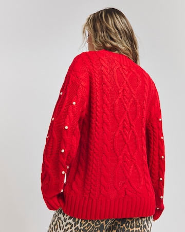 Red Pearl Cable Knit Jumper