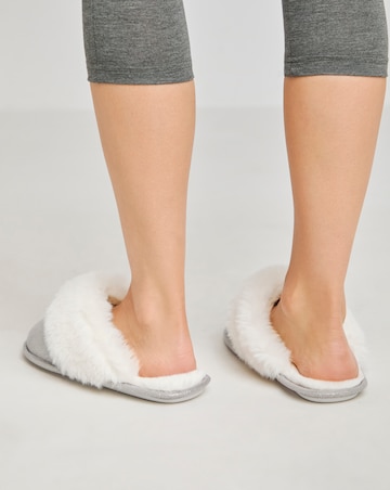 Elyse Faux Fur Mule Slippers Extra Wide EEE Fit