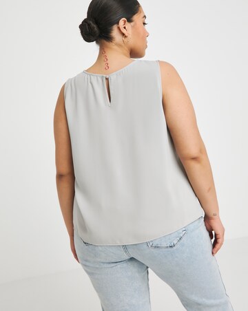 Light Grey Ruched Sleeveless Blouse