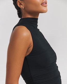 TALA 365 Ruched Side Mock Neck Top