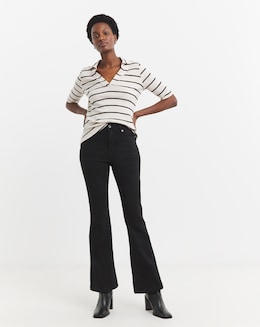 Simply Be Kim Black High Waist Super Soft Bootcut Jeans