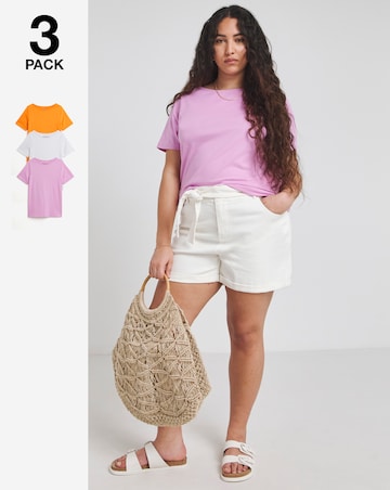 Simply Be White, Pink & Orange 3 Pack Slash Neck Tops