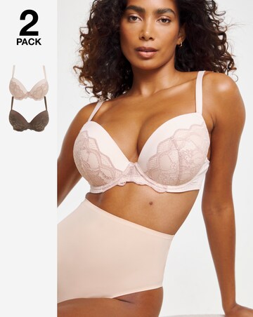 Pretty Secrets 2 Pack Moulded Lifting Plunge Bras