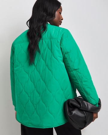 Green Quilted Bomber Jacket