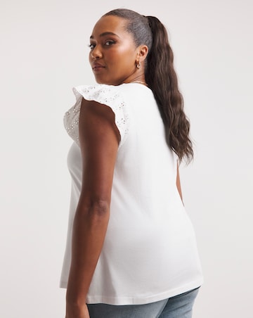 White Jersey Broderie Sleeve Vest