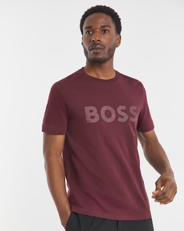 BOSS Short Sleeve Print Logo T-Shirt - Burgundy