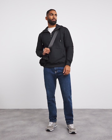 1/4 Zip Hoodie Long- Black