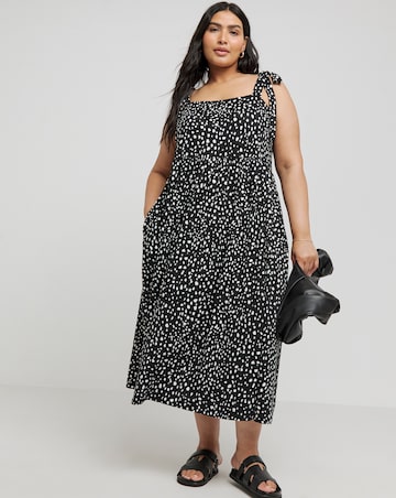 Mono Print Supersoft Jersey Tie Strap Dress