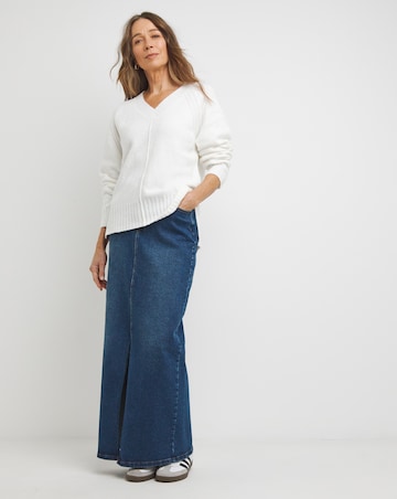 Ribbed Detail V Neck Jumper