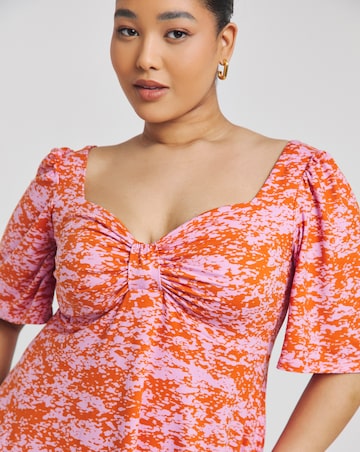 Simply Be Ditsy Floral Supersoft Jersey Knot Front Skater Dress