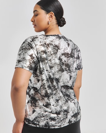 Black & Silver Metallic Mesh T-Shirt