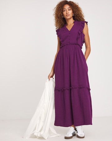 Cheesecloth Smock Dress With Shirred Back