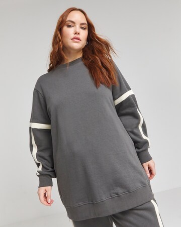 Charcoal Side Stripe Crew Neck Tunic