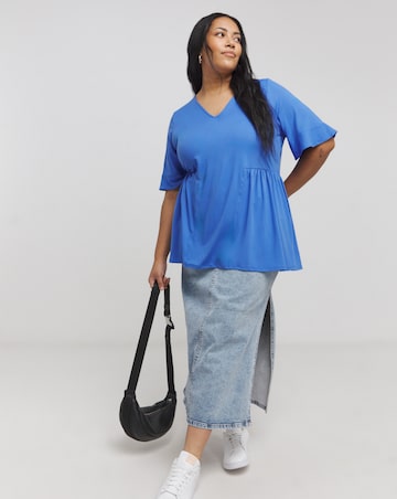 Blue Supersoft V Neck Smock Top