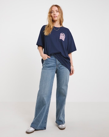 Simply Be Navy Puff Print Back Surf Club T-Shirt
