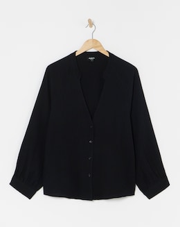 Simply Be Black Cheesecloth Long Sleeve Boxy Shirt