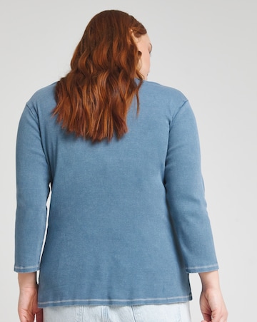 Simply Be Blue Acid Wash V Neck Top