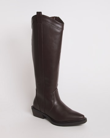 Zaida Western Cowboy Knee High Boots - Wide Fit (E) & Super Curvy Calf