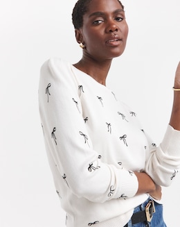 Eversoft Bow Print Crew Neck Jumper
