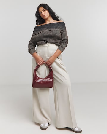 Black Acid Wash Ribbed Bardot Top